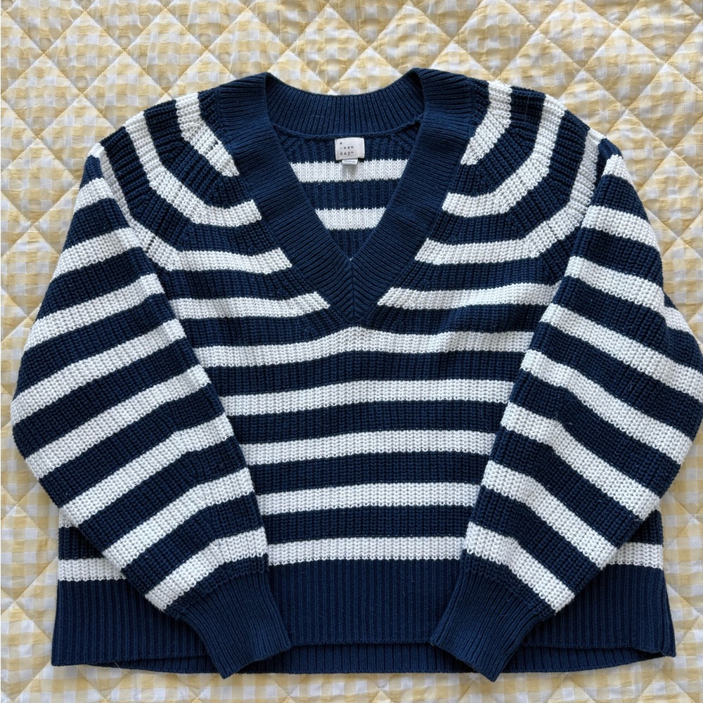 A New Day Navy and White Striped Sweater XL